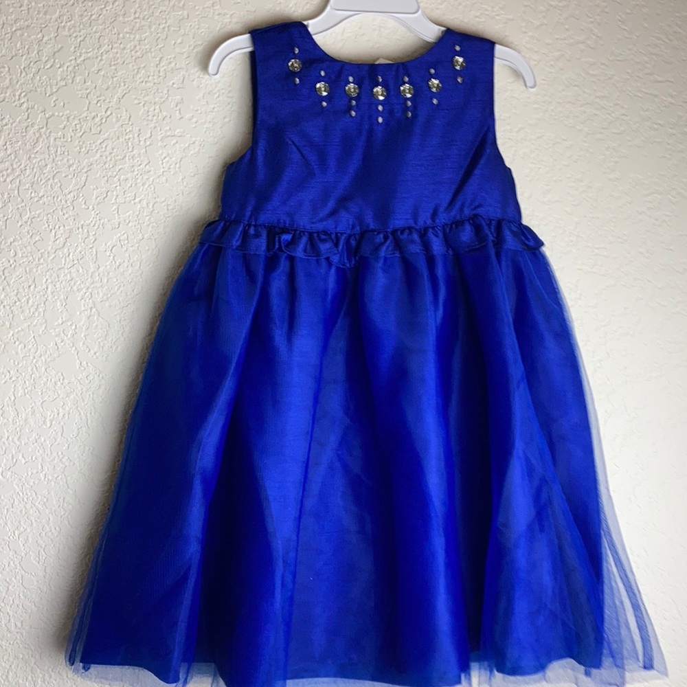 *Gymboree New Royal Blue with Silver Crystal Adorn Neck Sz 3T Sleeveless DressC5